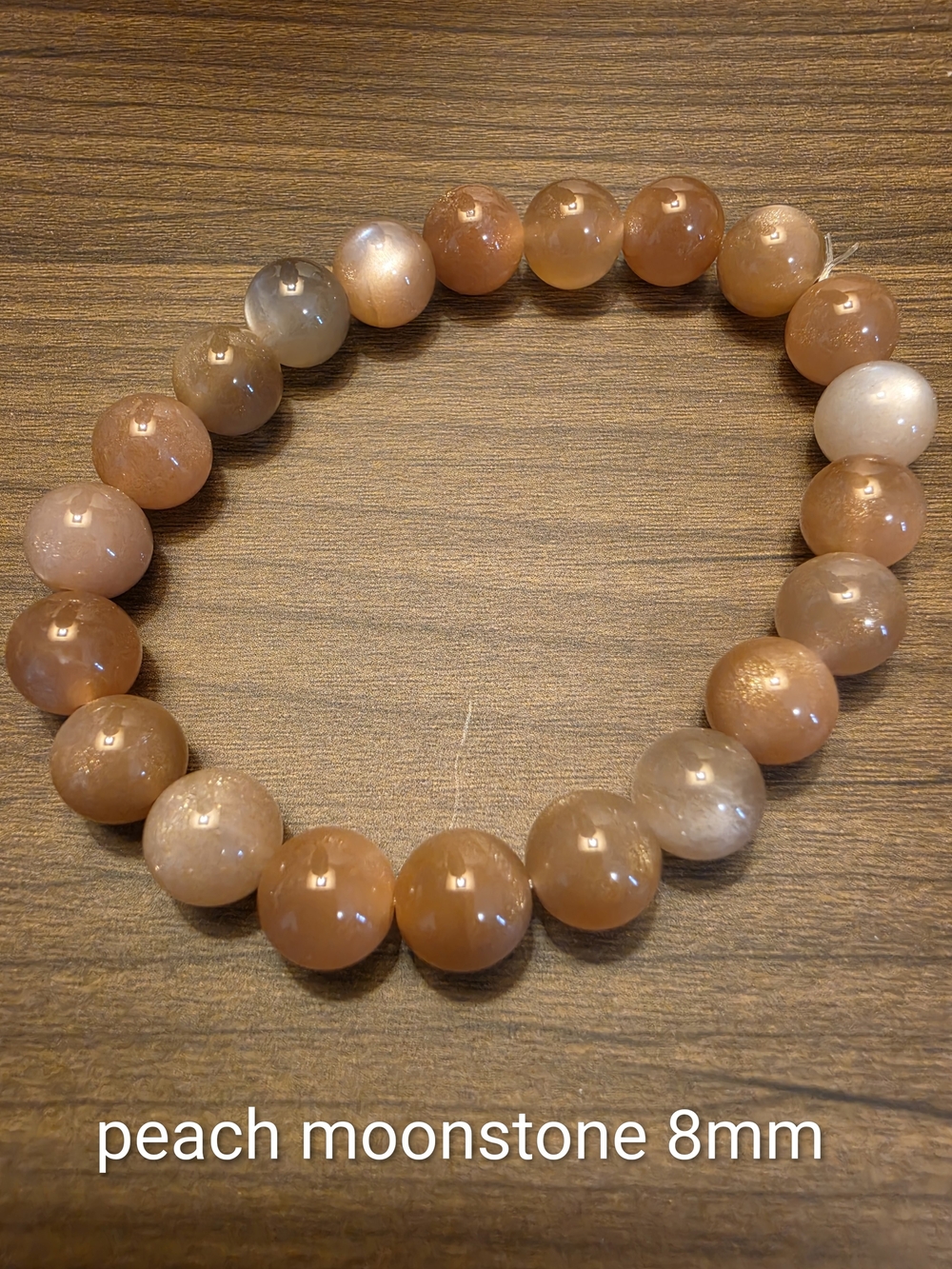 Peach Moonstone Beaded Bracelet - 8mm